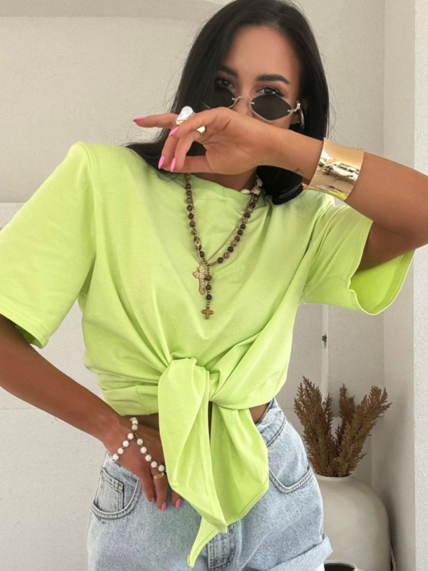 T-SHIRT BLUZKA KOSZULKA Z WIĄZANIEM LA MILLA ZIELONA